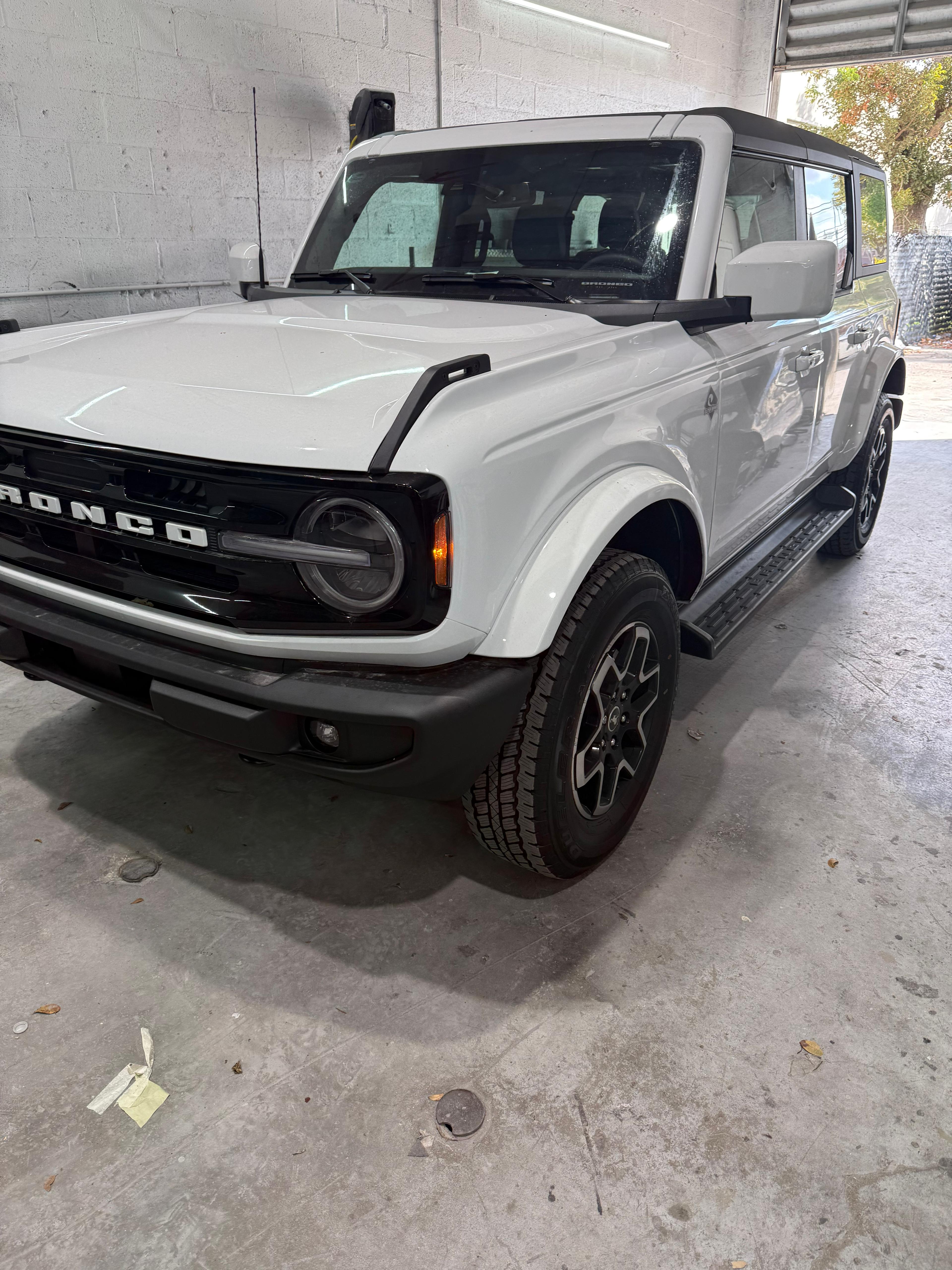 White Ford Bronco finished in the shop